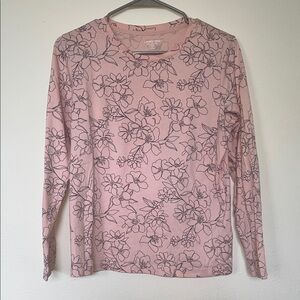 Lands' End Light Pink Floral Long Sleeve Top